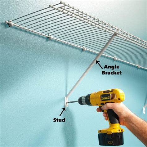 install metal bracket on angle|wire shelf brackets.